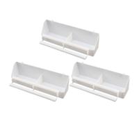 3pcs Bird Cage Food Box with Hanging Clip, Two Section PP Feeder | White Plastic Design, for Pigeons and Medium Parrots, Clip on Layout, Aviary Cages and PET Shops
