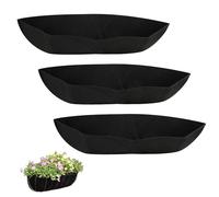 3PCS Black 30Inch Fabric Window Box Liners, Wall Trough Liners for Garden Planters, Felt Window Box Liners for Hanging Baskets Fabric Planter Liners Black Flower Basket Liner for Fence and Wall Use