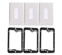 3pcs Black Abs Cable Pass Through Insert Brush Wall Plate Single Gang