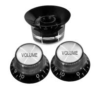 3pcs Black Abs Guitar Volume Tone Control Knobs Caps | Electric Parts, Letters and Numbers, Pvc Bag Pack, Stable Sturdy Replacement