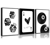 3Pcs Black and White Lucky Dice Wall Art Trendy Lucky 8 Ball Pictures Wall Decor Preppy Funky How Lucky are We Poker Posters Prints for Girls Bedroom Apartment Dorm Unframed 12x16in