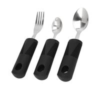 3Pcs Black Disability Aids Cutlery Sets, Extra Wide Handles Easy Grip Cutlery Set Soft and Comfortable Grips Cutlery for Disabled,Elderly and Parkinson's Arthritis