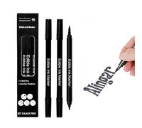 3Pcs Black Food Colouring Markers, lcing Pens Double Tips Edible Pens for Cake Decorating,Food Drawing Tool, lcing Pens for Decorating Cookies, Desserts, Easter Eggs