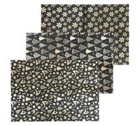 3pcs Black Gold Christmas Wrapping Paper with Foil Tree Vintage Sheets | Paper Sheets, Metallic Shine and Glitter Design, Easy to Cut and Fold for Holiday Parties