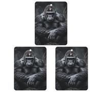 3PCS Black Gorilla Car Air Freshener Hanging Scented Cards Cute Gray Car Fresheners Long Lasting New Cars Scents for Women Men Natural Air Freshener with Lanyard Automotive Freshies