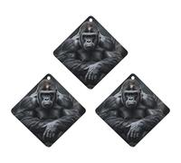 3PCS Black Gorilla Car Air Freshener Hanging Scented Cards Cute Gray Car Fresheners Long Lasting New Cars Scents for Women Men Natural Air Freshener with Lanyard Automotive Freshies