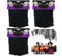 3Pcs Black Halloween Creepy Cloths,2.4M Each, Scary Spooky Halloween Decoration Net for Haunted Houses, Entryways Stairway Window Table Wall Party Doorways Décor