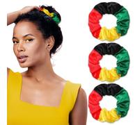 3Pcs Black History Scrunchies Hair Ties for Women Girls, African Juneteenth Hair Accessories Satin Elastic Band Scrunchies Ties Ropes for Women Black History Month Accessories