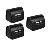 3pcs Black Iron Razor Blade Storage Case for Barbers | Removable Bottom, Textured Patterned Finish, Portable Sharps Container, Single Edge Disposal