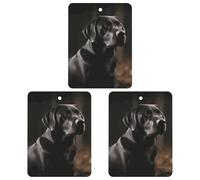 3PCS Black Labrador Car Air Freshener Hanging Scented Cards Cute Black Car Fresheners Long Lasting New Cars Scents for Women Men Natural Air Freshener with Lanyard Automotive Freshies