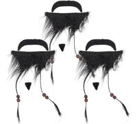 3pcs Black Pirate Beard Prop for Halloween Costume Party Polyester