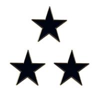3pcs Black Star Metal Badge Lapel Pin Brooch (Black)