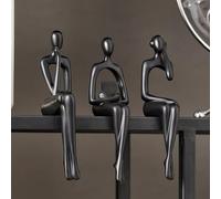 3PCS Black Thinker Statue Book Shelf Decor, Minimalist Modern Home Decor Collectable Figurines, Abstract Statue Ornament Office Decor Modern Home Bookshelf Desk Decor
