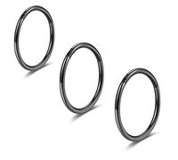 3pcs Black Triple Hoop Earrings Set 16g 12mm 14mm 16mm Sleeper Hinged Clicker 1.2mm 16 gauge Earring Hoops