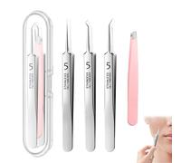 3PCS Blackhead Remover Tweezers and 1PCS Ingrown Hair Tweezers Blackhead Remover Tool Precision Blackhead Pimple Extractor for Remove Blackheads and Comedones Tweezers for Eyelash Extension