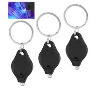 3PCS Blacklight Note Checker Keychain Mini LED Flashlight Torch with UV Detector for Paper Notes Money Checker Counterfeit Verification Pocket Small Keyring Torch for Travel Home Office (Black)
