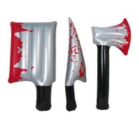 3Pcs Bloody Halloween Inflatable Weapons, Realistic Knife Prop Set for Horror Parties, Prank Toys & Cosplay Decor