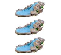 3Pcs Blue DIY Miniature Mini Water Pool Fairy Garden Lawn Ornament for Mountain Dollhouse Decor Craft Statues Antique European Village Manor Style Outdoor Statues