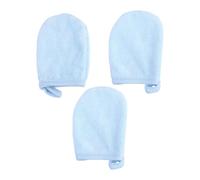 3pcs Blue Makeup Removal Gloves, Thick Polyester Cotton Cleansing Mitt | Washable Reusable Design, Simple Style, for Face Cleansing and Makeup Removal, Groups Use
