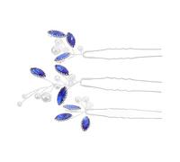 3pcs Blue Rhinestone Hair Sticks Brides Vintage Retro Hairpin | Copper Wire Pearl Detailing, Easy Insertion, Smooth Finish, for Braided Updos, Bridesmaid Styling and Parties