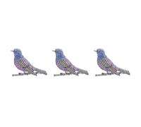 3pcs Blue Rhinestone Zinc Alloy Songbird Brooch Pin for Lapels | Vintage Art Deco Styling, Sparkly Statement Piece for Scarves, Parties and Wedding Attire