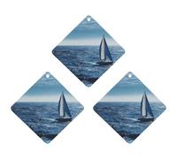 3PCS Blue Sea Sailboat Car Air Freshener Hanging Scented Cards Cute Black Car Fresheners Long Lasting New Cars Scents for Women Men Natural Air Freshener with Lanyard Automotive Freshies