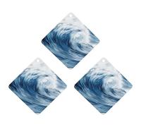 3PCS Blue Wave Art Car Air Freshener Hanging Scented Cards Cute White Car Fresheners Long Lasting New Cars Scents for Women Men Natural Air Freshener with Lanyard Automotive Freshies