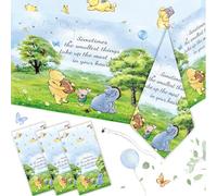 3PCS Blue Winnie Tablecloth Baby Shower Decorations Bear Table Cover Watercolor Plastic Disposable Thickened Tablecloth Oh Baby Gender Reveal Birthday Party Supplies for Kids Boys Girls - 54x108IN