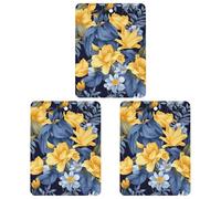 3PCS Blue Yellow Floral Car Air Freshener Hanging Scented Cards Cute White Car Fresheners Long Lasting New Cars Scents for Women Men Natural Air Freshener with Lanyard Automotive Freshies