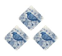 3PCS Bluebird And Flowers Car Air Freshener Hanging Scented Cards Cute Gray Car Fresheners Long Lasting New Cars Scents for Women Men Natural Air Freshener with Lanyard Automotive Freshies