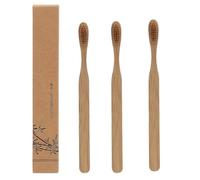 3pcs Boar Bristle Toothbrush, Disposable Soft Bristle Bamboo Toothbrushes with Natural Wooden Handle for Gentle Cleanings, Travel Adults Oral Care, Zero Waste Lifestyle