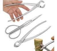 3Pcs Bonsai Tool Set, Silver Stainless Steel Gardening Kit Includes Knob Cutter, Concave Cutter & Bud Shears, Precision Plant Care Tools for Succulents & Shrubs, Ergonomic Grip