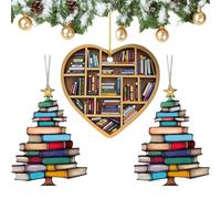3PCS Book Christmas Tree Ornaments, Christmas Ornaments For Book Lovers, Stacked Books Pendant Hanging Gift Decorations for Christmas Tree