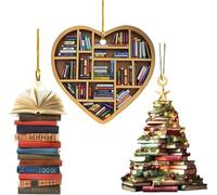 3PCS Book Christmas Tree Ornaments, Christmas Ornaments For Book Lovers, Stacked Books Pendant Hanging Gift Decorations for Christmas Tree (book ornaments 3)