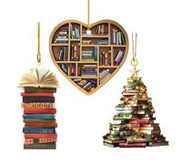 3PCS Book Christmas Tree Ornaments, Christmas Ornaments For Book Lovers, Stacked Books Pendant Hanging Gift Decorations for Christmas Tree (book ornaments 1)