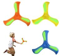 3PCS Boomerang Glow in The Dark Boomerang Easy-To-Throw Booma Oomerang Toy Set in Orange Yellow Blue for Outdoor Outing Beach Toys