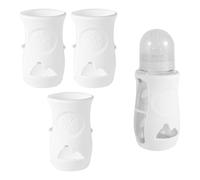 3pcs Bottle Sleeves, 4.72x2.76x2.76in Premium Silicone White Bottle Sleeve Cover for Natural Glass Baby Bottles Anti-Scalding Anti-Fall Compatible with Philips Avent
