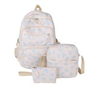 3pcs Bow Backpack Bags Set,Cute Kawaii Backpack Set Aesthetic Daypack Bow Rucksack with Built-in Organizer (Blue)