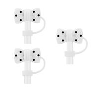 3pcs Bow Straw Lids Covers for Stanley, Silicone 0.4in Straw Tips Topper Caps Reusable Cute Bow Shape Cup Decor Replacement Parts Accessories for 14/20/30/40oz Tumblers (White)