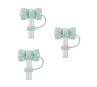 3pcs Bow Straw Lids Covers for Stanley, Silicone 0.4in Straw Tips Topper Caps Reusable Cute Bow Shape Cup Decor Replacement Parts Accessories for 14/20/30/40oz Tumblers (Green)