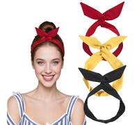 3Pcs Bow Tie Wire Headband Ladies' Headbands Adjustable Solid Color Flexible Girls Hair Accessories for Women Uk and Girls