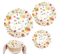 3Pcs Bowl Covers Reusable in 3 Size Stretch Cloth Fabric Elastic, Reusable Bowl Covers for Bread Proofing Baking, Elastic Food Storage Bowls Cover for Proofing Fruits Leftovers Food
