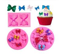3PCS Bows Silicone Molds Fondant Bow Mold Chocolate Sugar Candy Cake Pop Molds Bowknot Craft Molds for Cake Decorating, DIY Desserts, Fondant, Clay