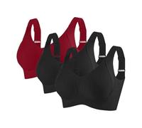 3pcs Bra for Women Non Wired Comfort Breathable Sports Bras Lifting Anti-Sagging Underwear Full Bust Support Push Up Seamless Brassiere Adjustable Straps Solid Zero Feel Bralette for Yoga Pilates