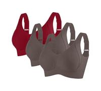 3pcs Bra for Women Non Wired Comfort Breathable Sports Bras Lifting Anti-Sagging Underwear Full Bust Support Push Up Seamless Brassiere Adjustable Straps Solid Zero Feel Bralette for Yoga Pilates