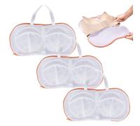 3Pcs Bra Washing Bag for Laundry, Upgraded Large 3D Bracket Mesh Bra Laundry Bags Bra Washer Protector for Laundry Delicates Lingerie Brassiere Wash Bags for Washing Machine (Orange, D to H Cups)