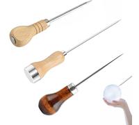 3PCS Bradawl Tools, Ice Picks for Breaking Ice, Stainless Steel Awl with Wooden Handle, Essential for DIY Projects, Crafting, Woodworking, and Cobbler Work for Kitchen, Bars, Bartender