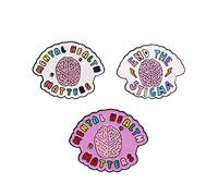 3PCs Brain Mental Health Matters Brooch Body Organ Badge Self-Care Enamel Lapel Pin Creative Metal Denim Hat Badge for Friends Kids