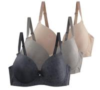 3Pcs Bras for Women, Bralettes for Women with Support, Flower Elegance Side Support Full Coverage Bras Non-Padded Bra with Adjustable Straps Soft Comfort Bralettes Everyday Bra Sky Blue