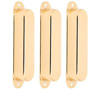 3Pcs Brass Closed Pickup Cover for Single - Coil Electric Guitar, No Hole Pickup Shell, Durable Replacement Guitar Pickup Accessories for Strat - Style Instruments (Gold)